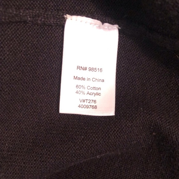 Coldwater Creek Large 14/16 Black Ribbed Knit Blouse 1/4 Zip S/S Zipper Pockets - Picture 7 of 7